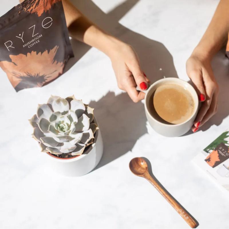 RYZE Mushroom Coffee USDA Organic with 6 Adaptogenic Mushrooms and MCT Oil
