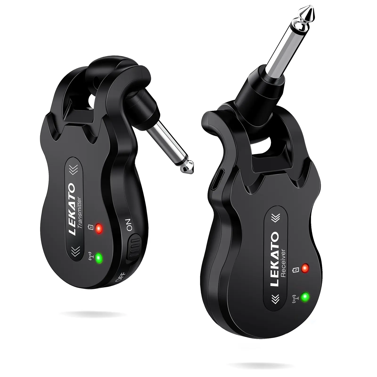 LEKATO WS-50 Wireless Guitar System 5.8G 4 Channels, Audio Wireless Transmitter Receiver, Rechargeable Wireless Guitar Transmitter Receiver, 100m Transmission Range for Electric Guitar Bass