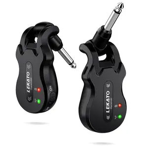 LEKATO WS-50 Wireless Guitar System 5.8G 4 Channels, Audio Wireless Transmitter Receiver, Rechargeable Wireless Guitar Transmitter Receiver, 100m Transmission Range for Electric Guitar Bass