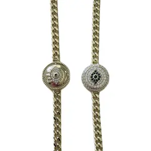 Xuping Evil Eye Laminated Gold Bracelets - Two Colors Available for Daily Use with Chain Design