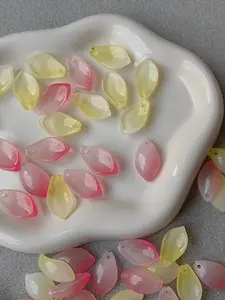 30pcs 10x17mm Glass Pendants, DIY Jewelry Beads, Lotus Petal Shape, Ideal for Earrings, Necklaces, Bracelets, Craft Supplies