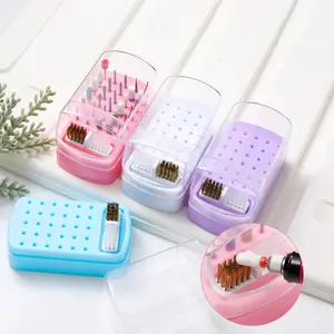 Nail Drill Bit Storage Box with Cleaning Brush, 1 Count 30 Holes Nail Drill Bits Organizer, Dustproof Nail Drill Bit Display Box, Beauty Organizer, Makeup Tool Organizer