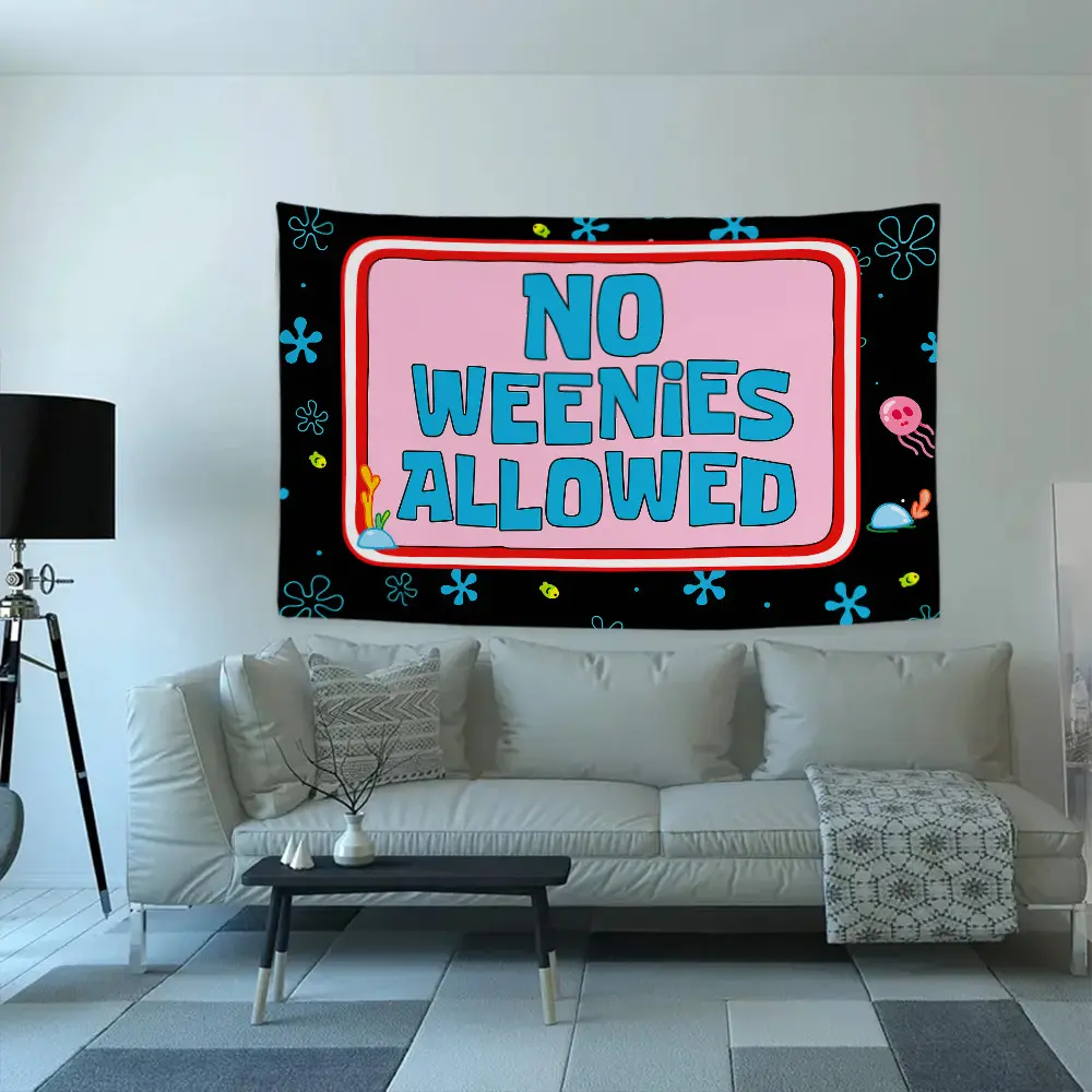 1pc "No Weenies Allowed" Hanging Wall Tapestry, Humorous Bold Home Decor, Suitable for Bedroom, Living Room
