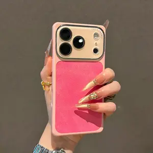 Simple and exquisite square denim texture back panel suitable for IP17promax with built-in lens protection, full protection anti-drop phone case for IP16/15promax goddess style