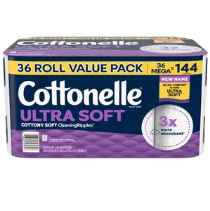 Cottonelle Ultra Soft Toilet Paper, Strong Toilet Tissue, 36 Mega Rolls