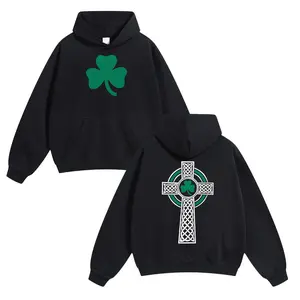 Unisex Vintage Shamrock Hoodie – Front & Back Print St. Patrick’s Day Graphic Hoodie