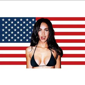 Megan Fox American Flag Tapestry 5x3 Feet High-Quality Polyester Starry Sky Pattern Print Grommets Brass Double Needles Decorative Banner for Room Wall Mount Study College Dorm Outdoor Decoration Print Gift Solid Color Decorative