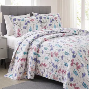 SPRING MEADOW WILDFLOWER REVERSIBLE QUILT SET