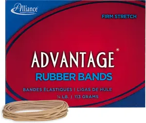 Alliance Rubber 26199 Advantage Rubber Bands Size #19, 1/4 lb Box Contains Approx. 312 Bands (3 1/2" x 1/16", Natural Crepe) , Beige