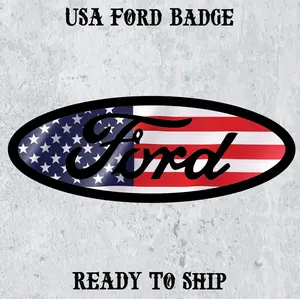 15-20 Ford Tailgate Badge with American Flag & Camo Design - Patriotic Auto Emblem - Custom Truck Accessory