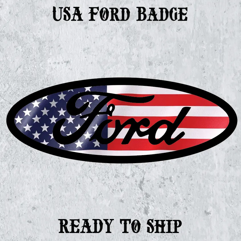 15-20 Ford Tailgate Badge with American Flag & Camo Design - Patriotic Auto Emblem - Custom Truck Accessory