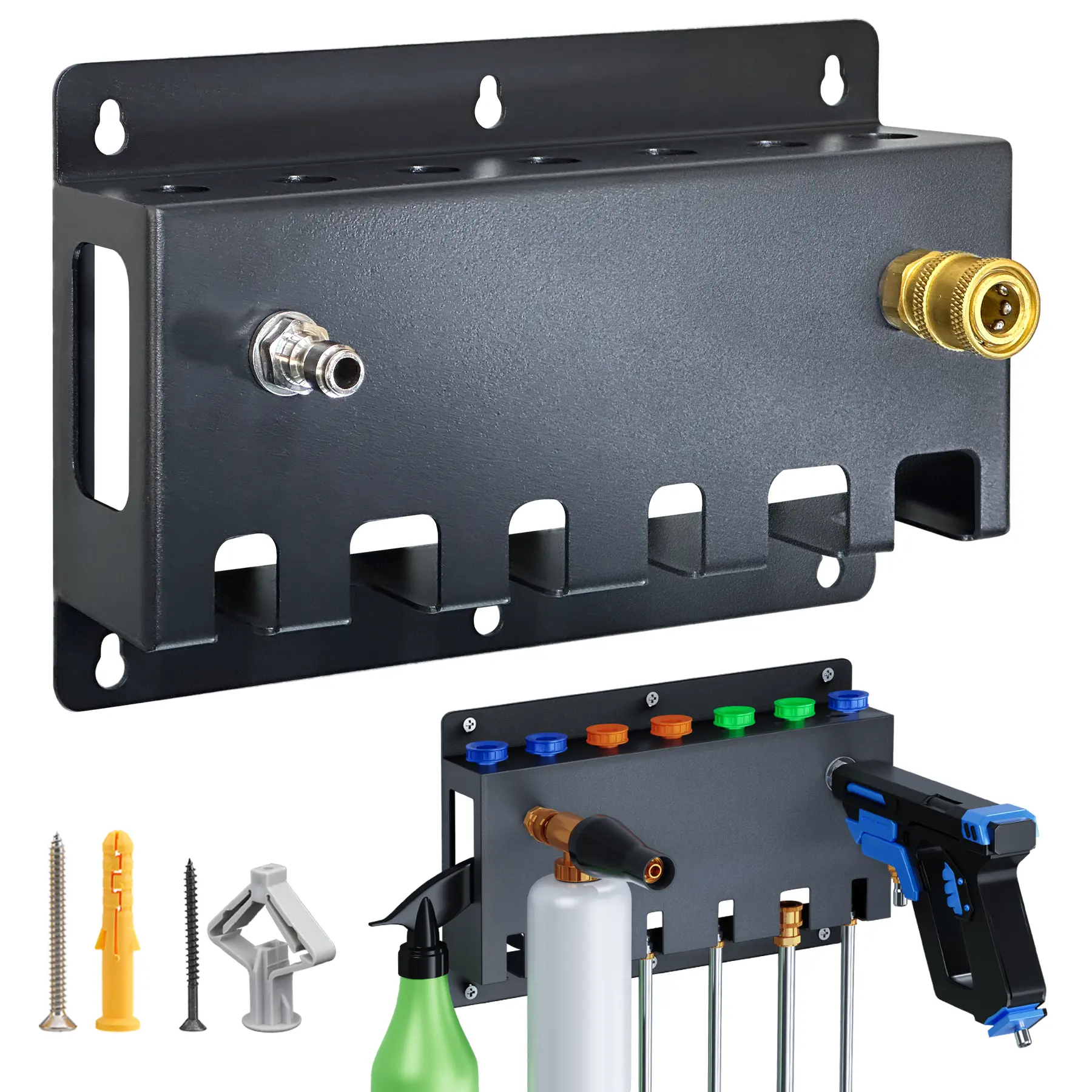 Wall Mount Pressure Washer & Foam Cannon Holder, Universal Car Wash Accessory Storage Rack, Heavy Duty Tool Organizer for Garage