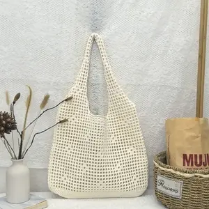 Crochet Bags for Women - Summer Beach Tote, Aesthetic Hippie Knit Bag