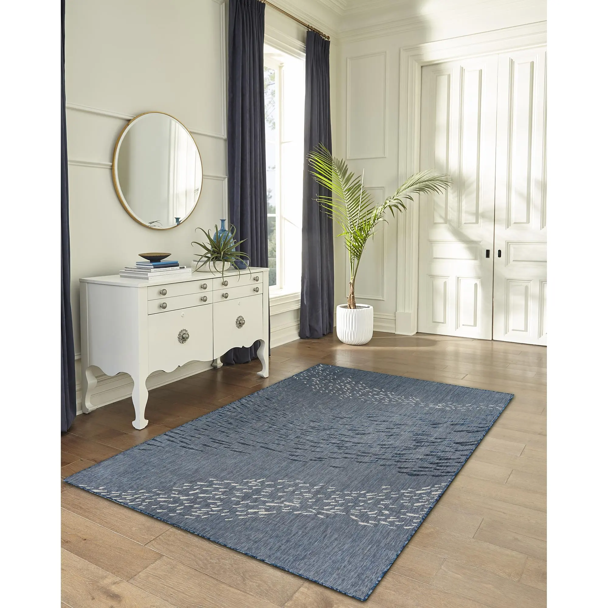 Lush Decor CARMEL Indoor/Outdoor Power Loomed Synthetic Blend Low Profile Area Rug - Contemporary Coastal Fish, Water Resistant Beach-Themed Aquatic Entrance Rug with Colorful Matching Design (School Of Fish), Beach-Themed Area Rugs