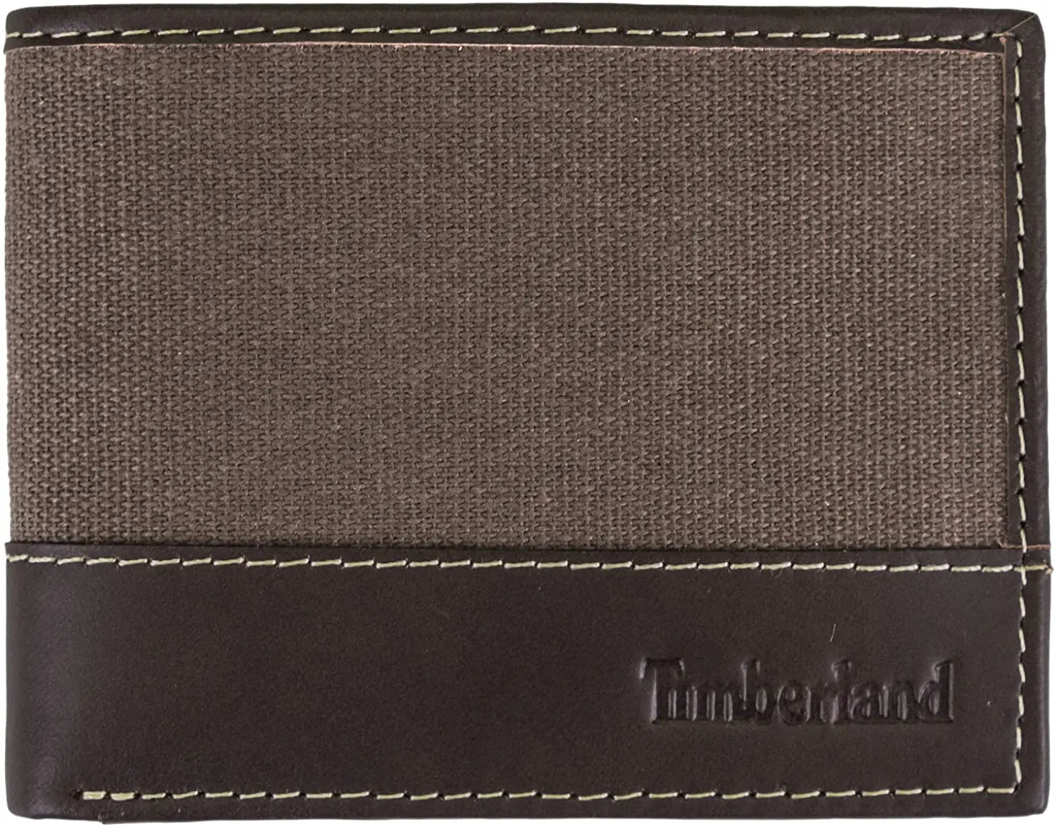 Timberland Men's Baseline Canvas-Genuine Leather Passcase Wallet