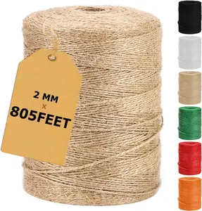805FT Natural Jute Twine String,  Jute Rope Cord Twine for Crafts Gardening, Gift Wrapping, Wedding Décor, Packing Material Burlap Ribbon, Christmas Knitting Macrame Decoration