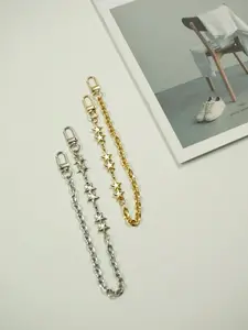 New Long Star Metal High-End Bag Accessory, Heart Pattern Chain Extension, Adjustable Crossbody Strap, Casual Style, All Seasons, No Ca Prop 65