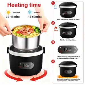 Vanyin Cordless Electric Lunch Box for Adults, Men & Women, Heated Lunch box Battery Powered with 1.1L Container, Self Heating Lunch Box Rechargeable for Car/Truck/Office/Travel