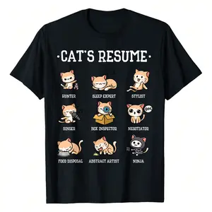 Funny Cat Shirt Cat's Resume Life Of A Cat Animal T-Shirt Comfortable Sweatshirt, Suitable For Daily Wear, Parties Or Outdoor Activities.
