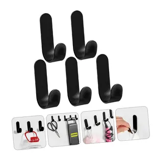 5PCS Hooks Wall Mounted, Heavy Duty Double Hooks for Hanging Coats, All Metal Coat Hanger for Hat Key Towel Backpack Purse Robes Matte Black Finish strong plastic head