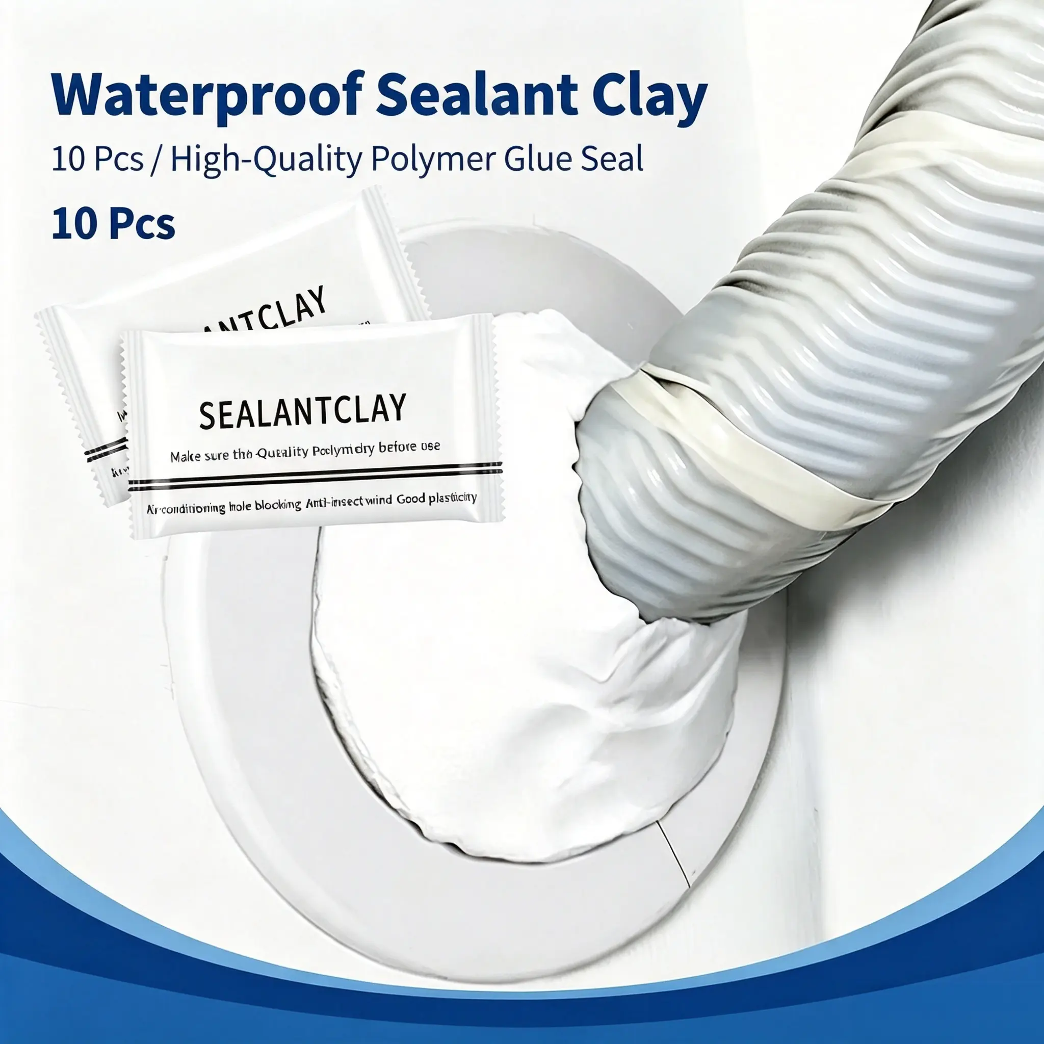 10 Pack White Waterproof Duct Seal Putty Sealing Clay, Waterproof Sealant Mastic Quick Mending Mud, Gap Filler Repair Putty for Air Conditioning Hole, Wall Hole, Drain Connection, Cable Hole, Pipe Opening Leak Sealing