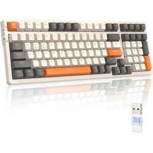 RK96  Mechanical Keyboard,  Mode 2.4G/BT5.0 2-in-1 Receiver, 100  Hot Swappable Red Switches Gaming Keyboard with Number Pad for PC Gamers//Windows