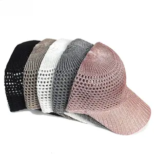 Black Open-Knit Mesh Baseball Cap, Ultra-Breathable Crochet Design, Lightweight Sun Hat, Adjustable Fit for Summer, Beach Days, Hiking & Outdoor Activities