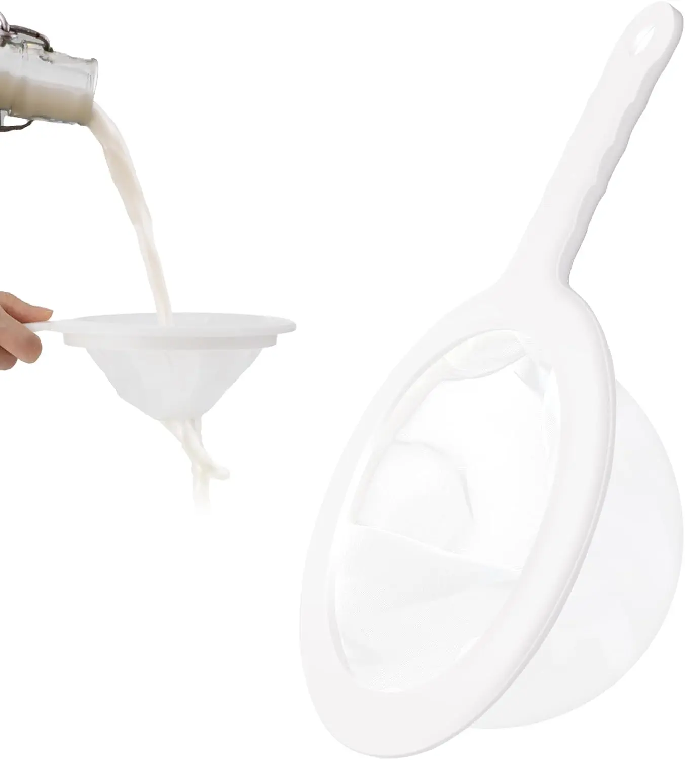 80mesh Fine Mesh Nylon Strainers - Durable Plastic Colanders with Handle, 23.5 × 14.5 Cm/9.25 × 5.70 Inches, for Juice Filtering, Yogurt Straining & Mini Brine Shrimp Separation