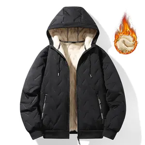Men's Winter Warm Fleece Jacket with Hood, Full Zip Design, Cotton Padded Outerwear, Suitable for Men, Ideal for Winter, Autumn, and Spring, Perfect for Skiing, Snowboarding, Hiking, Trekking, Climbing, and Camping Coats Casual