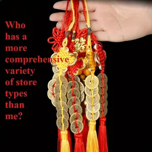 Chinese Feng Shui Five Emperors Coins, Lucky Knot Coin Set, Symbolizes Wealth and Success, Pair of Two Pieces