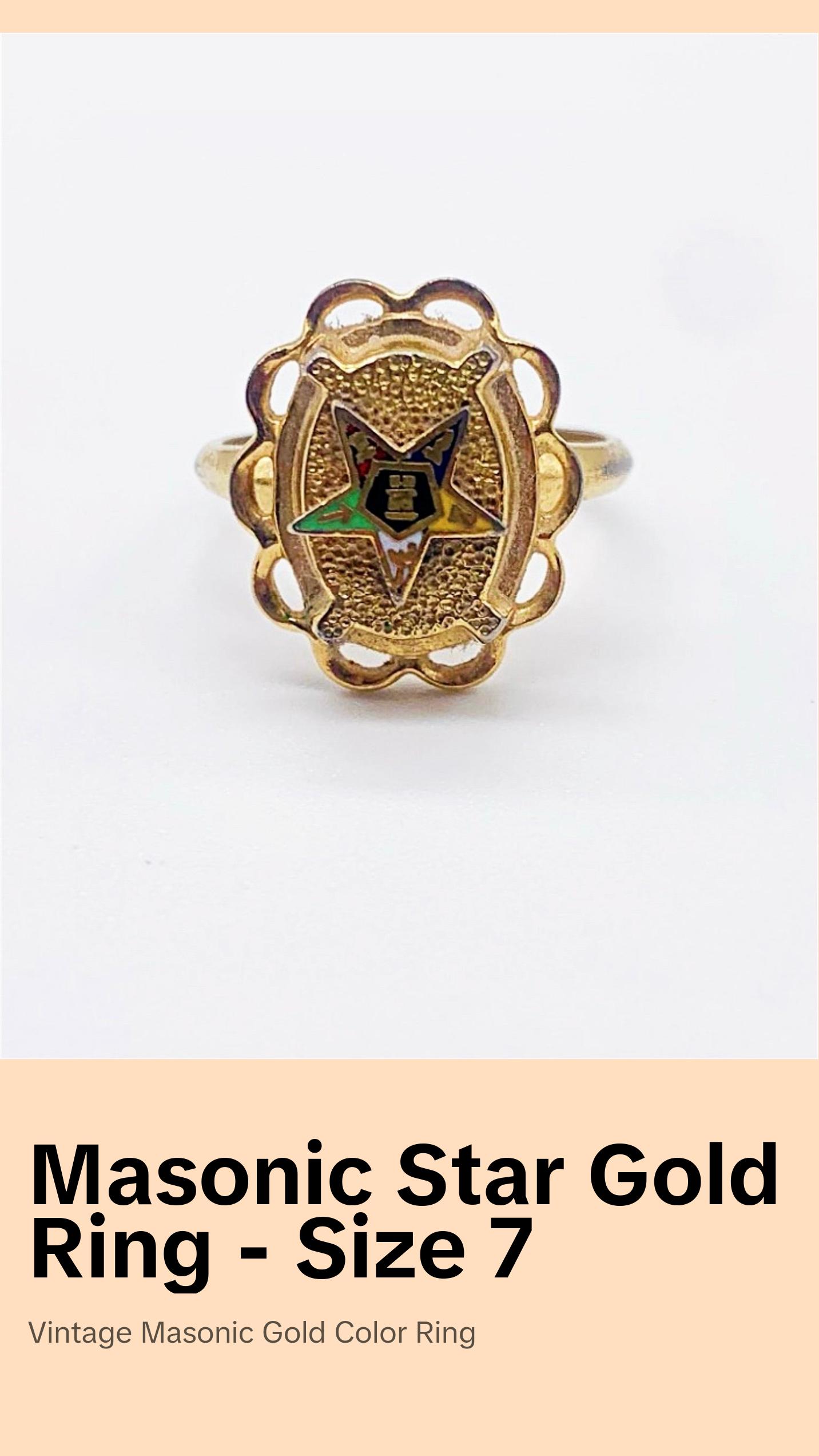 MASONIC STAR GOLD RING ⋄ Size 7