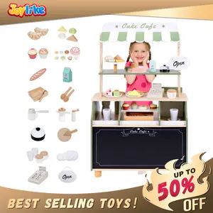 Joylike Wooden Dessert Shop with Wooden Dessert Food Tableware Playhouse Toys for Toddlers Best Selling Toys