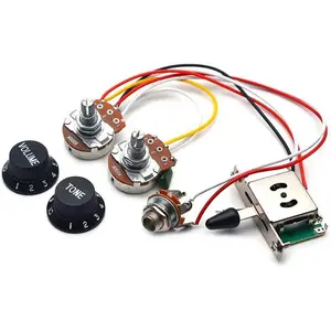 Stratocaster Style Prewired Wiring Harnes 500K 5 Way Switch Black Knobs