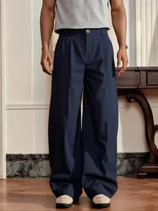 Men's Casual Loose-Fitting Pants, Comfortable Wide Leg Design, Perfect for Spring & Fall, Versatile Style, Fitted Fit, Casual Fashion Trousers, Casual Comfy Trousers