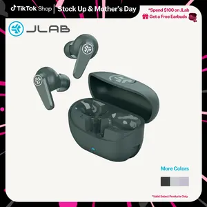 JLab Go Pods ANC True Wireless Earbuds with Hybrid Noise Cancelling 26 Hours Battery Life USB-C Charging IP55 Rating Bluetooth 5.4 Android & iOS Compatible - Audio
