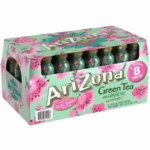 AriZona Green Tea with Ginseng and Honey, 16 fl. oz. Bottles, 8 Pack – Refreshing Brewed Green Tea Drink