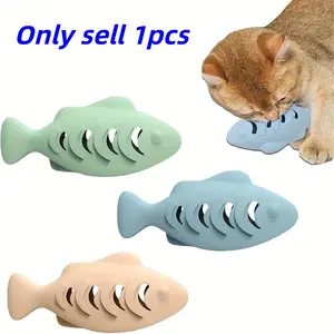 Silicone Fish-Shaped Cat Toy, Interactive Snack Dispenser, Dental Health, No Batteries Needed, Durable & Safe Material, Pet Supplies
