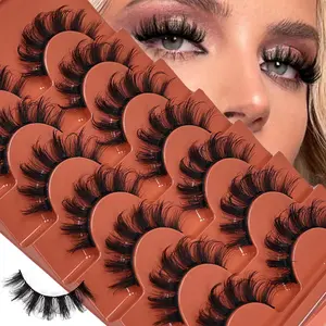 Fluffy False Eyelashes, 7 Pairs Wispy Natural Curling Eye Makeup Strip Lashes, Full Volumized False Eyelashes, Volume Lashes, Faux Strip Lashes, Cosmetic Eyelashes