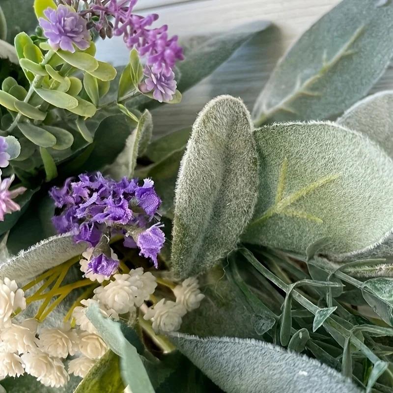 Year-Round Wreaths Made of Lamb'S Ear and Lavender Spring Farmhouse Door Wreaths Wreaths of Lavender with Berries and 'S Breath