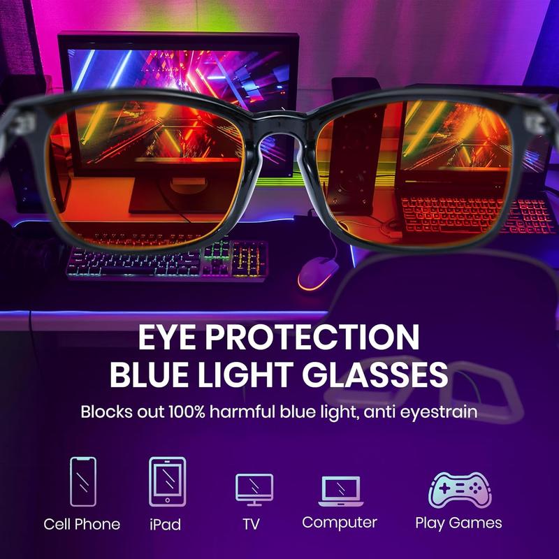 2026 Blue-light Blocking Gaming Glasses--Lightweight Eyeglasses for Men& Women with Orange Lens-Daily Use