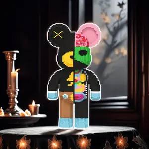 5808pcs Dark Color Lucky Bear 3D Puzzle Building Block Creative Decoration Gift Birthday Halloween Valentine Christmas Home Decor DIY Craft
