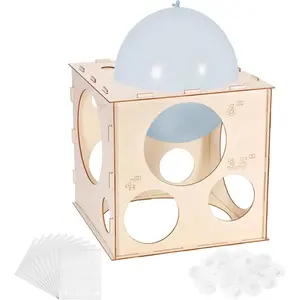 14 Holes Collapsible Wood Balloon Sizer, 1-10 Inch Balloon Sizer Tool, Balloon Size with Balloon Glue Points and Rubber Rings for Party, Balloon Columns, Balloon Decoration and Celebrations
