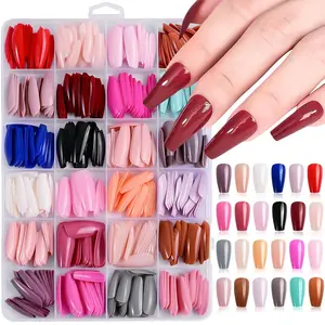 24 Colorful Press-On Nails Set with 576 Pieces, Suitable for Girls and Women for Dates, Parties, Weddings, and Gift Giving Fake Nails
