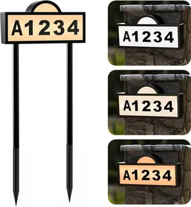 Quntis LED Solar Light Address Signs Signage , Waterproof House Numbers for Outside Light Up, Address Plaque, Wall Mounted/In Ground Decoration Items