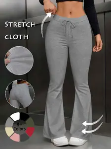 Women's Casual Fashion Wide Leg Yoga Pants, Micro Flare Jogger Sweatpants, Streetwear, All Seasons Wear, Drawstring Waist, Athleisure Style Bottoms