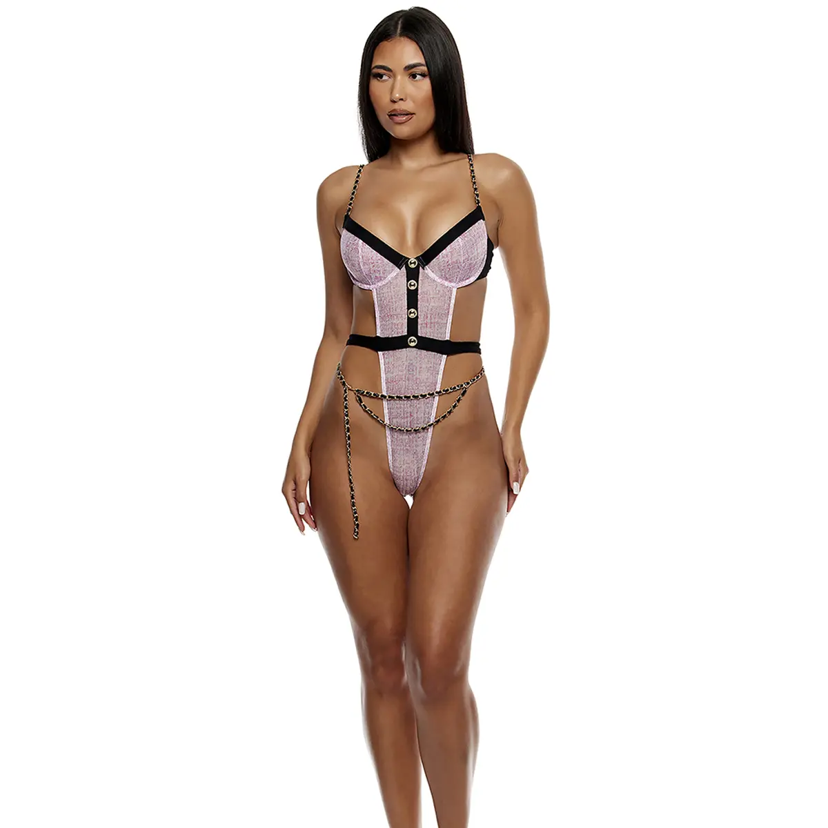 Forplay Keep It Classy 2-Piece Mesh Teddy Lingerie Set - Mauve