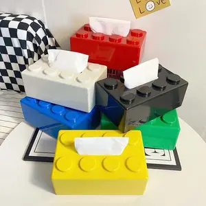 1PC Creative Cartoon Building Block Tissue Box with High Aesthetic Value for Household Napkins Paper Drawer Storage Box Tissue Holder Tissue Dispenser