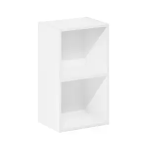 PASIR Modern 2-Tier Open Bookcase, 9x12x21 Book Shelf & 2-Shelf Unit, for Living Room, Home Office, White, Two-Shelf Unit