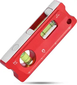 4-Inch Torpedo Level, Small  Leveler Tool with 0/90 Bubbles, Top-view Window, Aluminium Alloy Frame, Dual SAE and Metric Scales