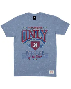 PITCHERS ONLY Pitcher of the Year Vintage Tee - Blue Acid Wash, Vintage, Retro, Baseball T-Shirt